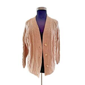 Old Navy Women's Brown Boho Cable Knit Sweater Cardigan Size Medium Chunky